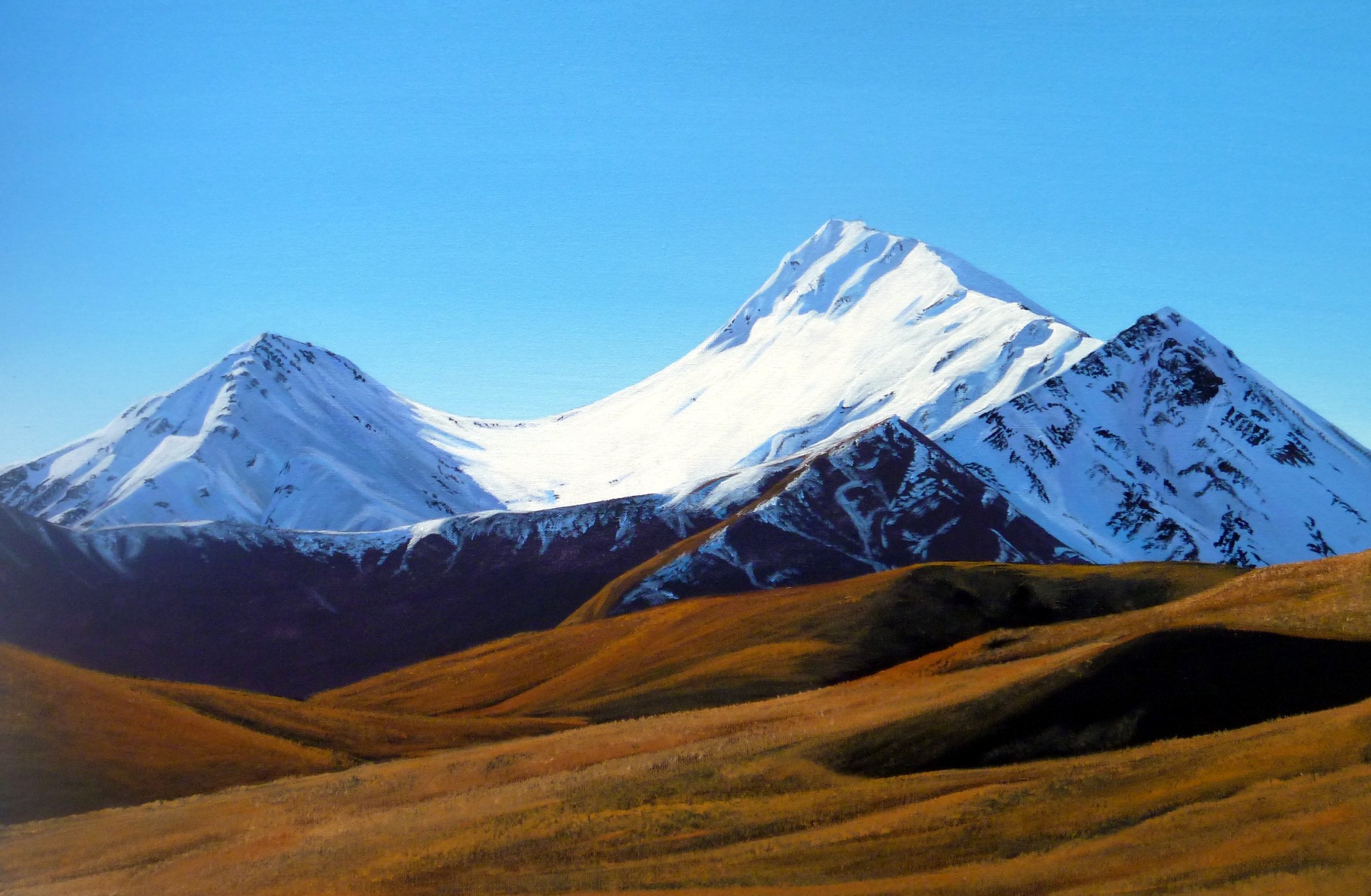 Painting by Kat McGettigan of the Lindis Pass